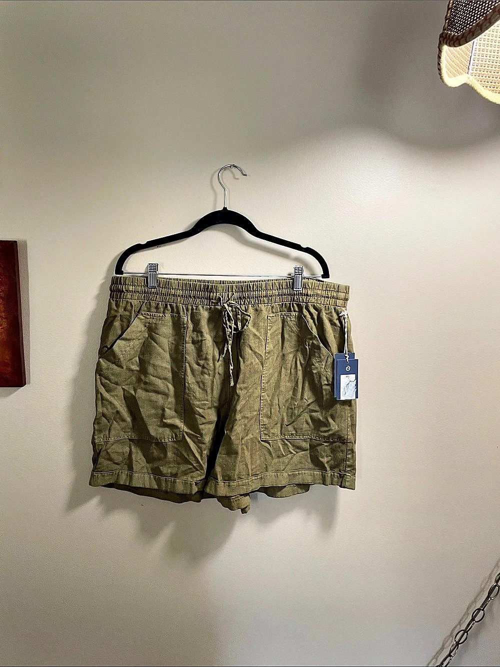 Universal Thread High-Rise Linen Pull-On Shorts Green XXL